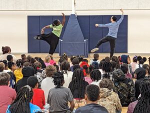 In this picture two Alvin Ailey Trio dancers performs at AFIA. 